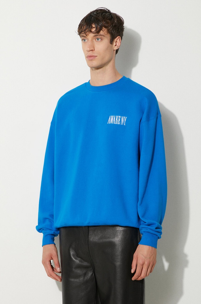 Βαμβακερή μπλούζα Awake NY Awake Crewneck μπλε SP24.CN002