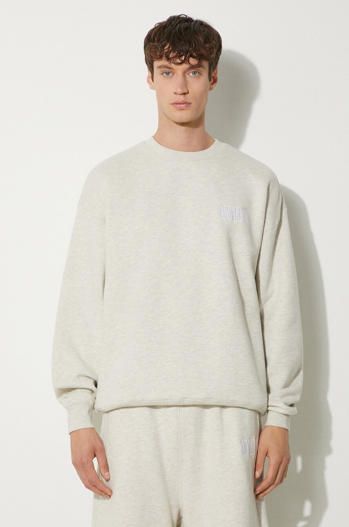 Bavlněná mikina Awake NY Awake Crewneck nášivka šedá SP24.CN002