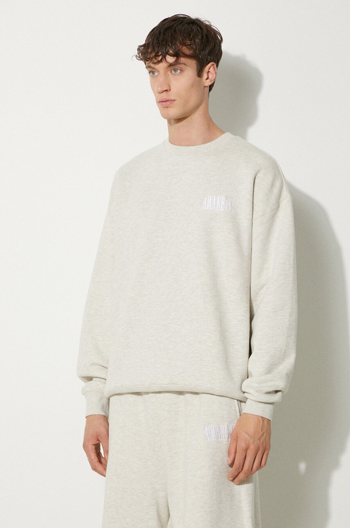 Bavlněná mikina Awake NY Awake Crewneck šedá SP24.CN002