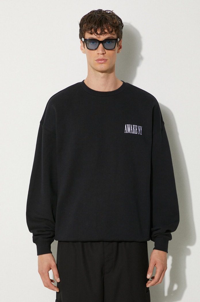 Bavlnená mikina Awake NY Awake Crewneck bavlna čierna SP24.CN002