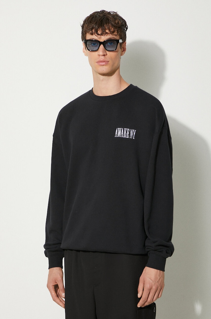 Bavlnená mikina Awake NY Awake Crewneck čierna SP24.CN002
