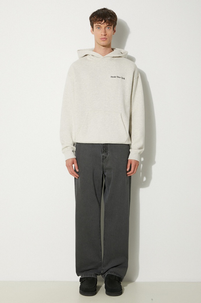 Awake NY bluza bawełniana Serif Hoodie SP24.HD003 szary SS24