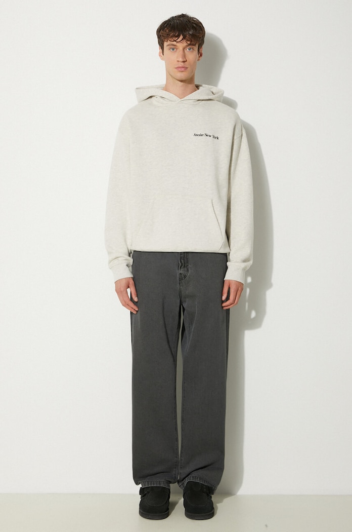 Awake NY bluza bawełniana Serif Hoodie SP24.HD003 szary SS24