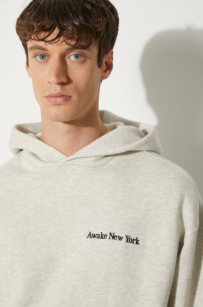 Awake NY bluza bawełniana Serif Hoodie SP24.HD003 szary