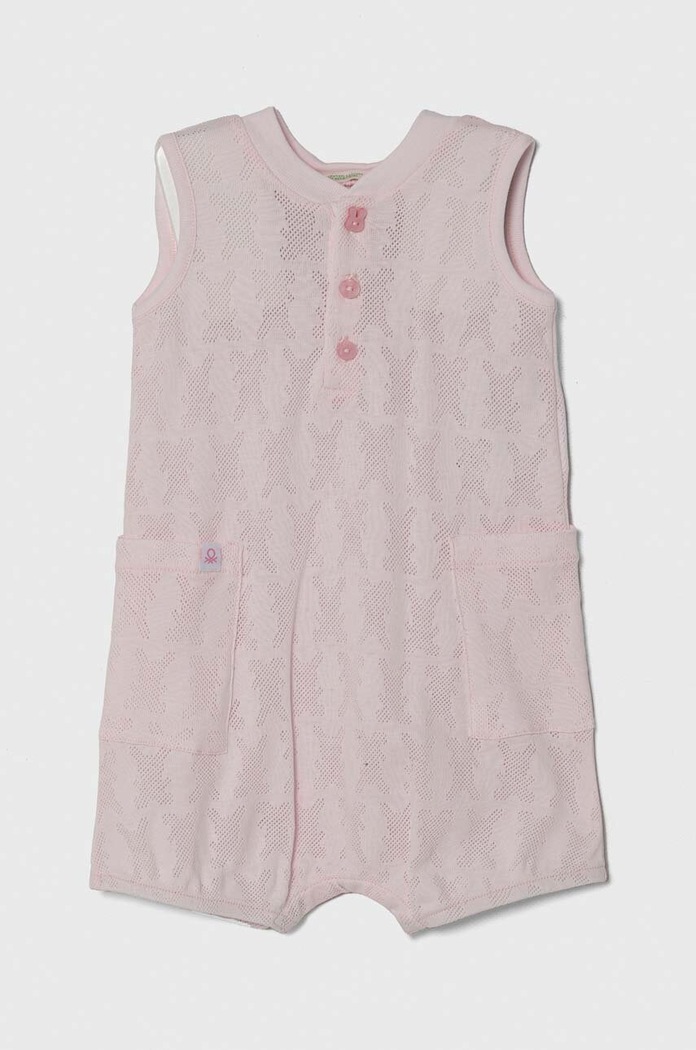 United Colors of Benetton rampers bawełniany niemowlęcy Produkt niemowlęcy różowy 34KE0T01P.W.Seasonal