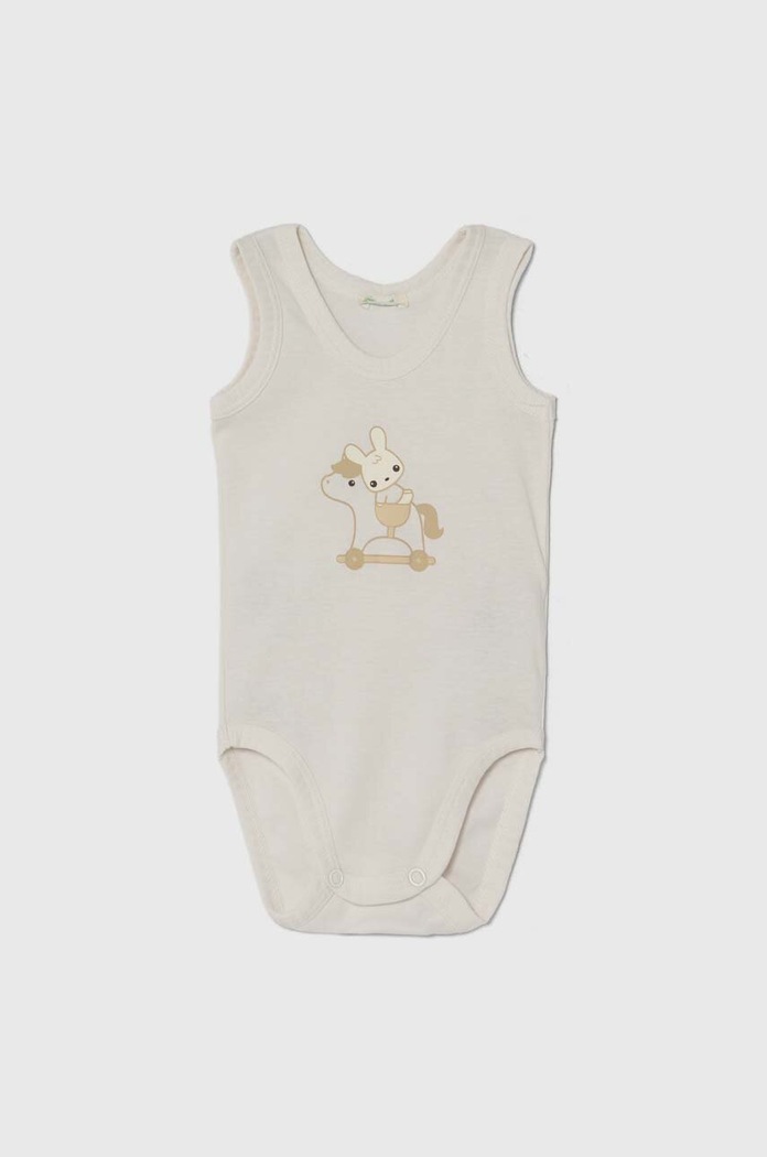 Pamučni bodi za bebe United Colors of Benetton 2-pack 3GI70B00M.W.Seasonal bež SS24