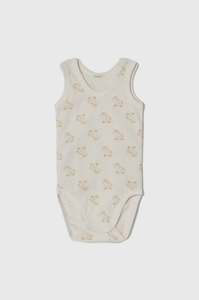 Dječaci Pamučni bodi za bebe United Colors of Benetton 2-pack 3GI70B00M.W.Seasonal bež