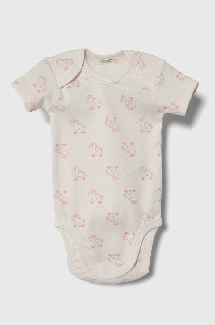 Bavlněné kojenecké body United Colors of Benetton 2-pack 3GI70B00N.W.Seasonal růžová SS24