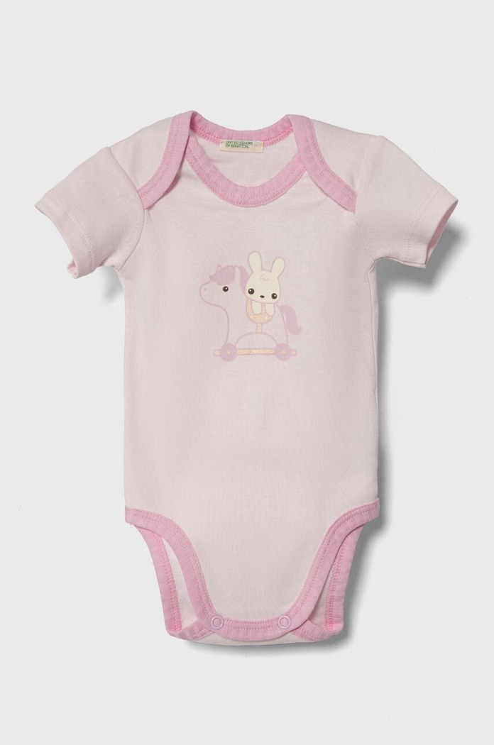 CHLAPEC Bavlněné kojenecké body United Colors of Benetton 2-pack 3GI70B00N.W.Seasonal růžová
