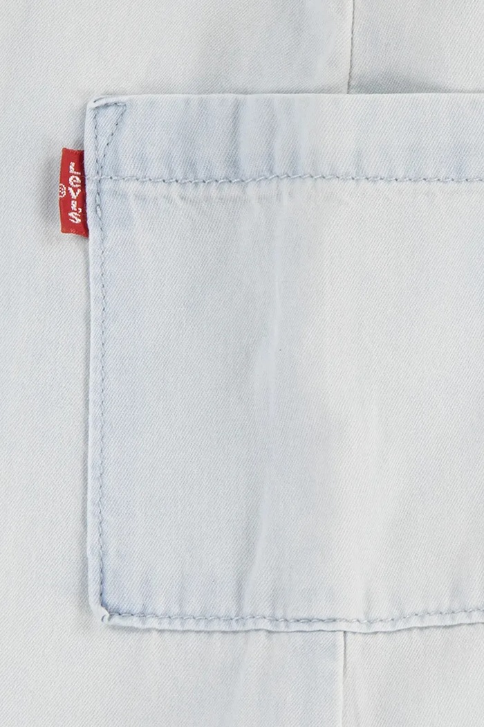 Бебешки памучен къс гащеризон Levi's LVB DENIM ROMPER & BUCKET HAT 6EK229 син