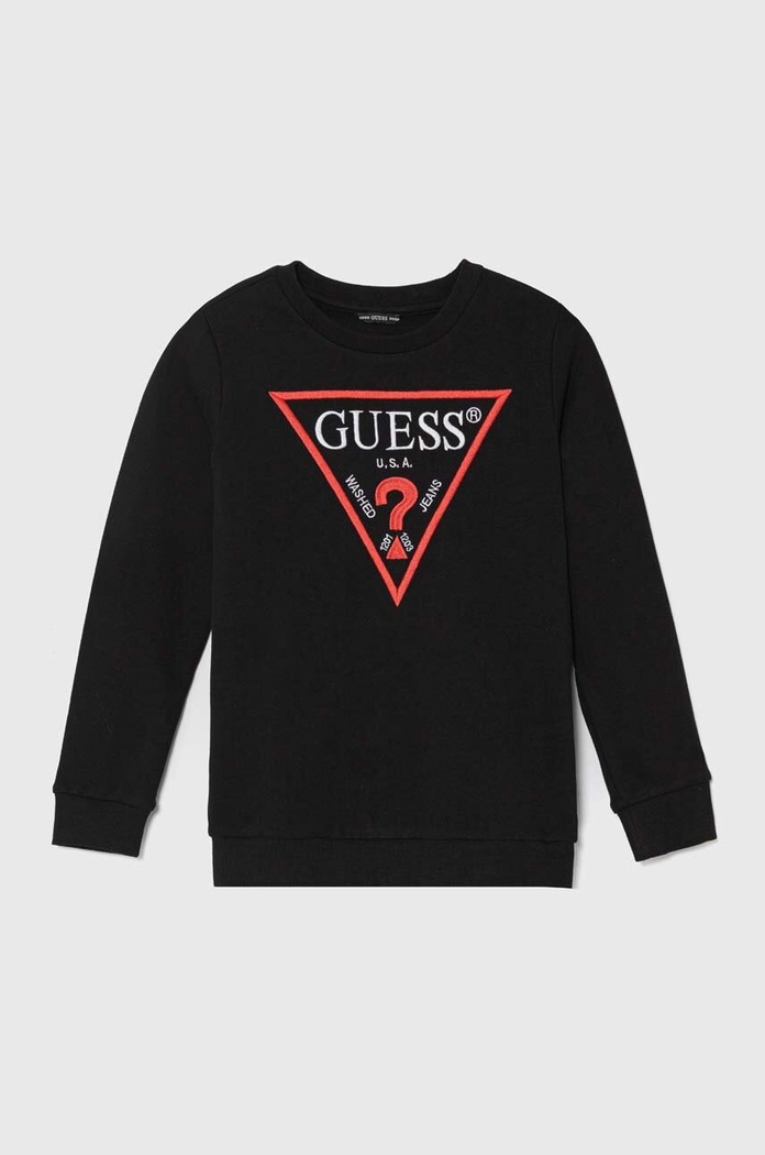 Παιδική βαμβακερή μπλούζα Guess χωρίς κουκούλα μαύρο L3BQ35.KAUG0.PPYH