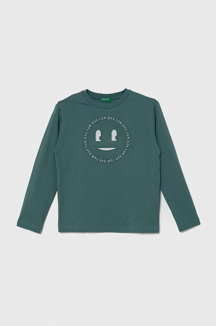 Detská bavlnená košeľa s dlhým rukávom United Colors of Benetton bavlna tyrkysová 3096C10HC.G.Seasonal