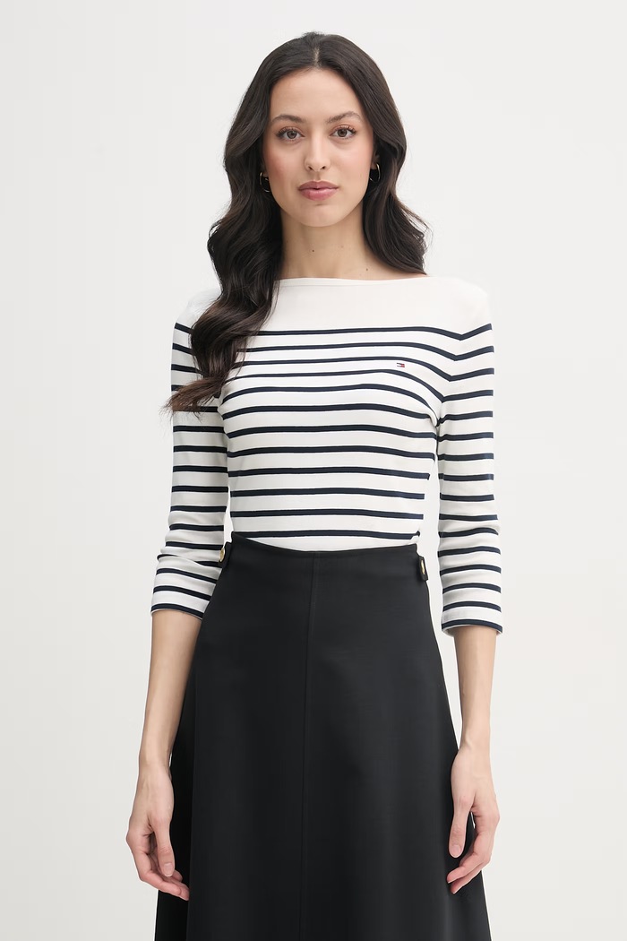Tommy Hilfiger tričko s dlhým rukávom dámske bavlnené biela WW0WW40589
