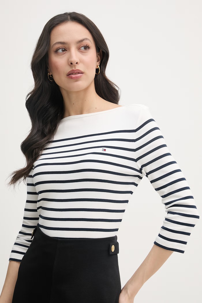 Tommy Hilfiger tričko s dlhým rukávom dámske bavlnené biela WW0WW40589