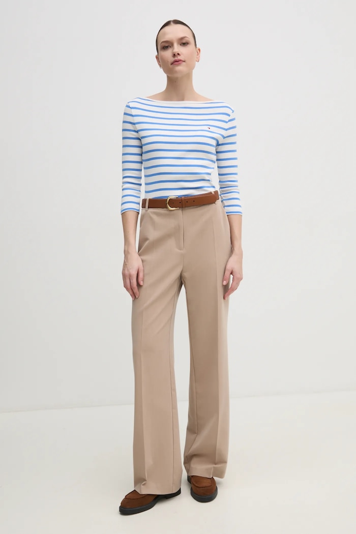 Tommy Hilfiger majica dugih rukava ženska od pamuka WW0WW40589 plava AA00
