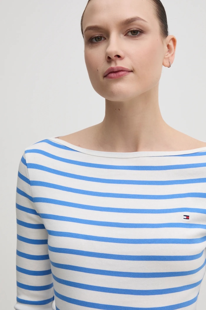 Tommy Hilfiger majica dugih rukava ženska od pamuka plava WW0WW40589