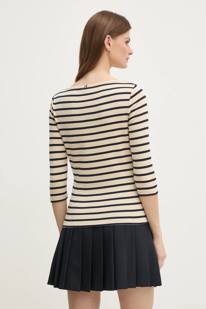 Odzież Tommy Hilfiger longsleeve damski bawełniany WW0WW40589 beżowy