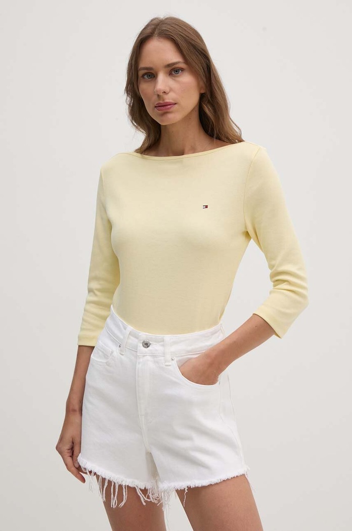 Tommy Hilfiger longsleeve damski bawełniany bawełna żółty WW0WW40589