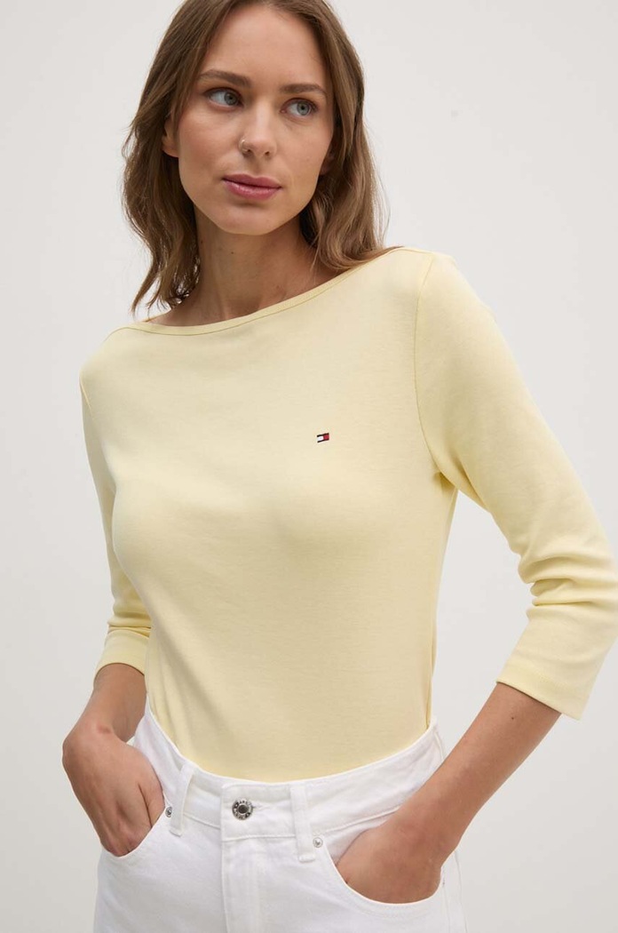 Tommy Hilfiger longsleeve damski bawełniany żółty WW0WW40589