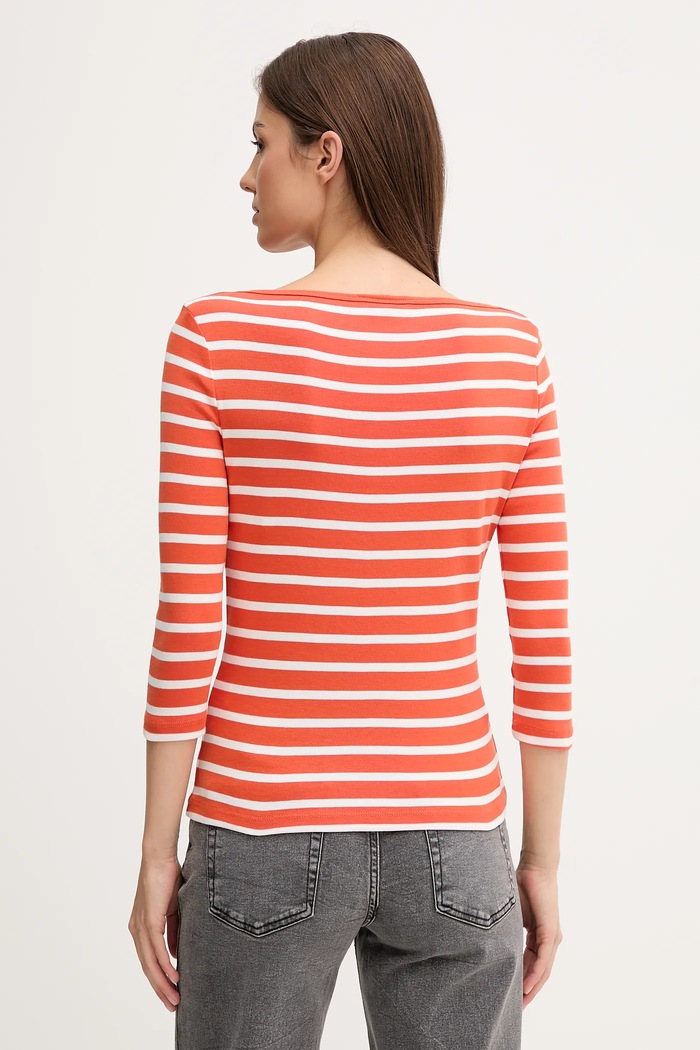 Oblačila Tommy Hilfiger Majica z dolgimi rokavi ženska bombažna WW0WW40589 oranžna