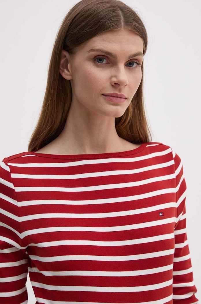 Tommy Hilfiger Μακρυμάνικο γυναικείο βαμβακερό κόκκινο WW0WW40589