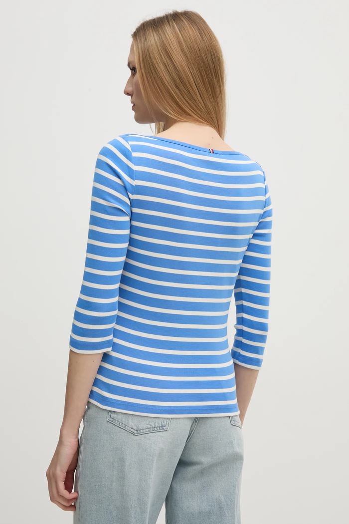 Odzież Tommy Hilfiger longsleeve damski bawełniany WW0WW40589 niebieski