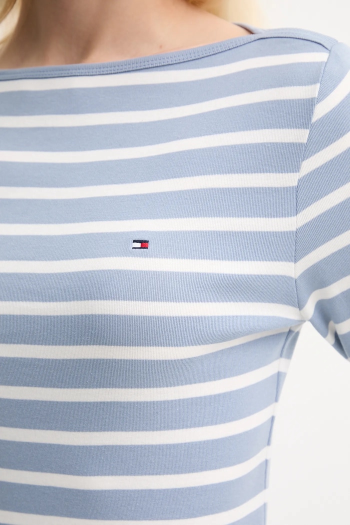 Tommy Hilfiger longsleeve damski bawełniany WW0WW40589 niebieski