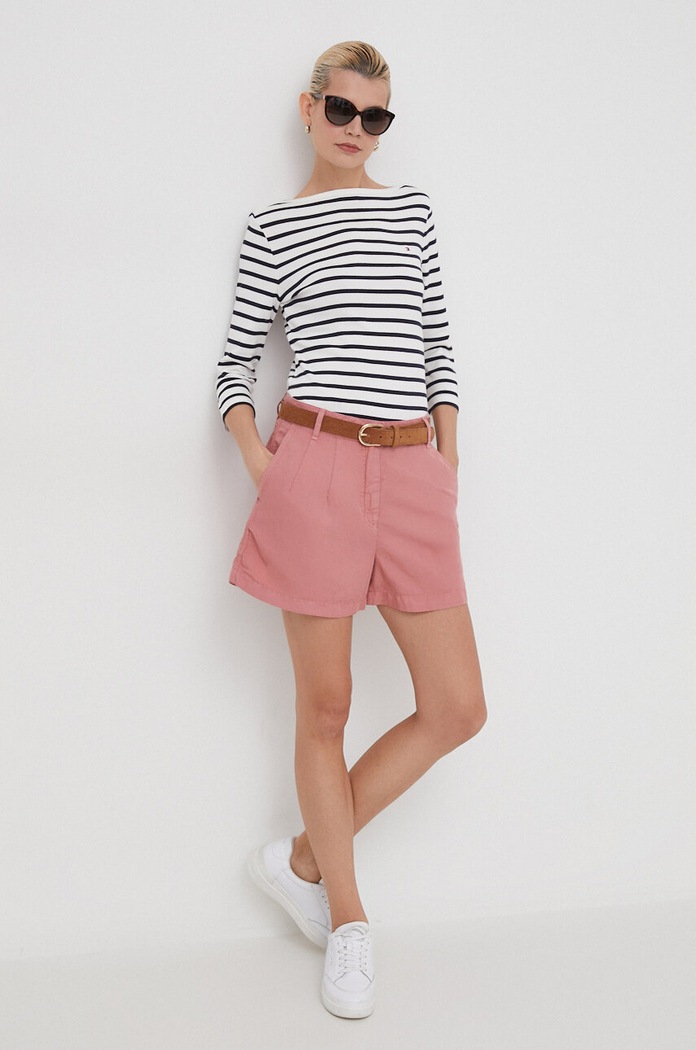 Tommy Hilfiger tričko s dlhým rukávom dámske bavlnené WW0WW40589 tmavomodrá AA00