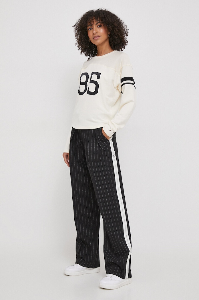 Tričko s dlouhým rukávem Tommy Hilfiger WW0WW40594 béžová SS24