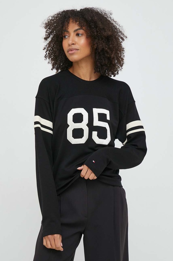 Tričko s dlouhým rukávem Tommy Hilfiger černá WW0WW40594