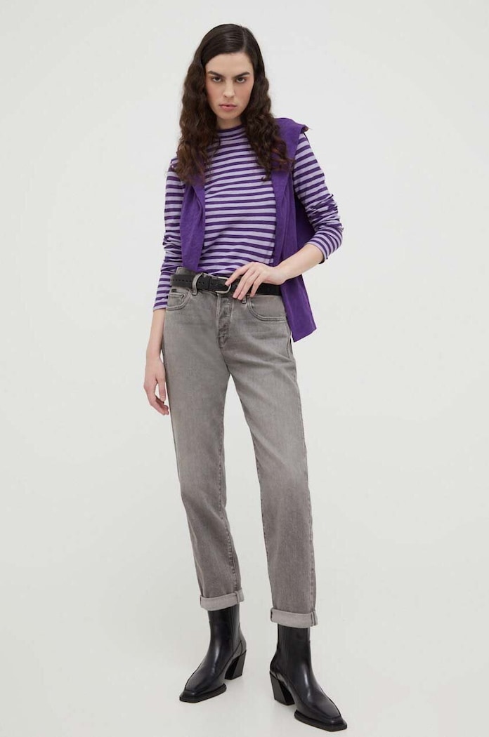 Marc O'Polo longsleeve bawełniany 310219652223 fioletowy SS24