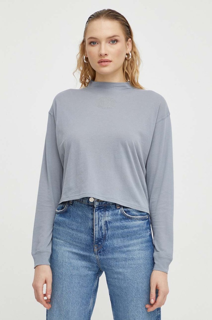 G-Star longsleeve bawełniany aplikacja szary D23868.C954
