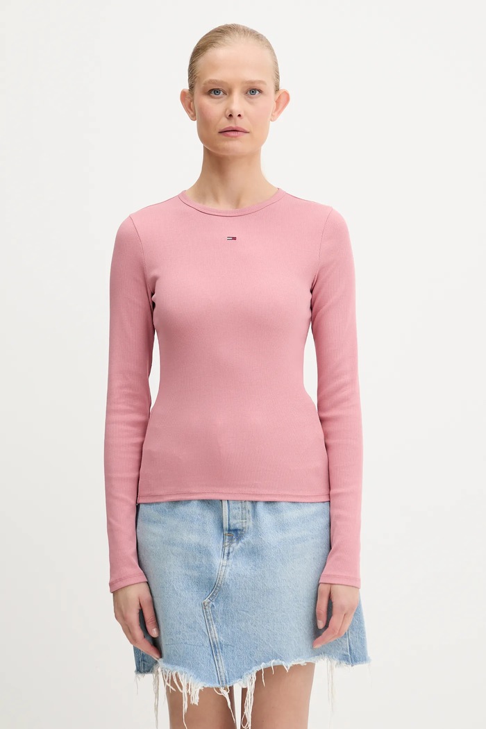 Tommy Jeans longsleeve uni portocaliu DW0DW17387