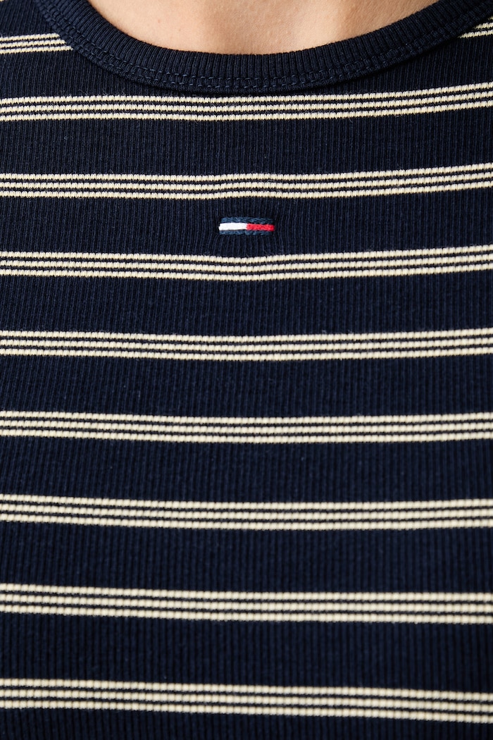 Tommy Jeans majica z dolgimi rokavi ženska bombažna z elastanom DW0DW17387 mornarsko modra