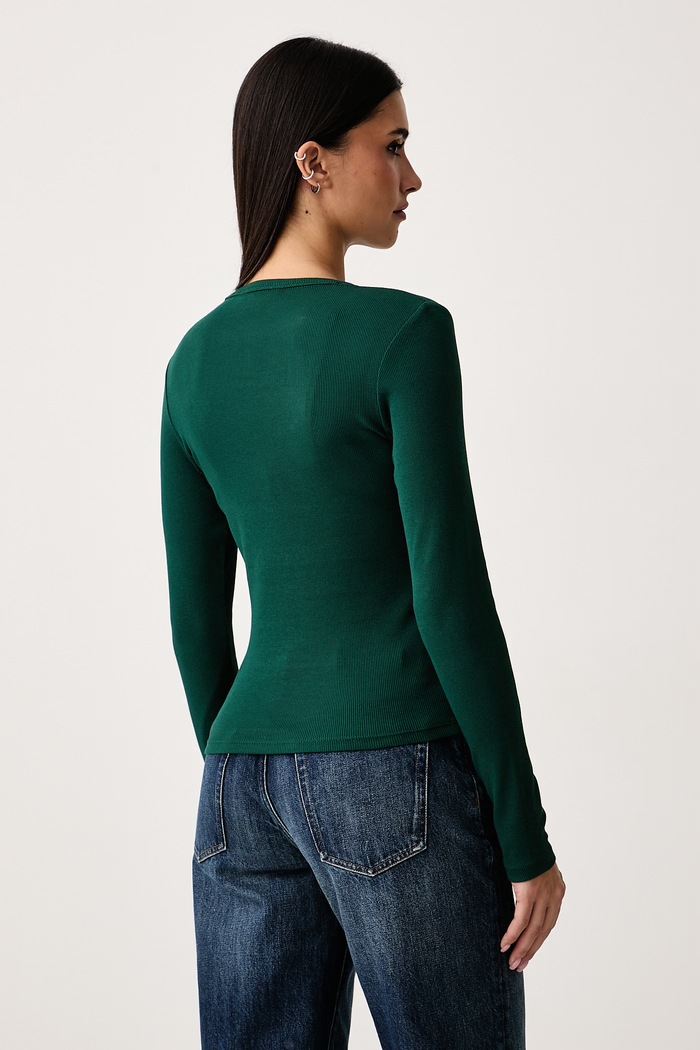 Odzież Tommy Jeans Longsleeve damski bawełniany z elastanem DW0DW17387 zielony