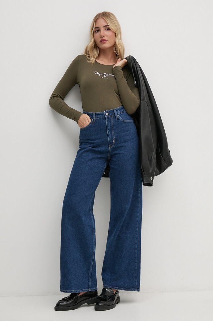 Tričko s dlouhým rukávem Pepe Jeans PL505203 zelená AW25