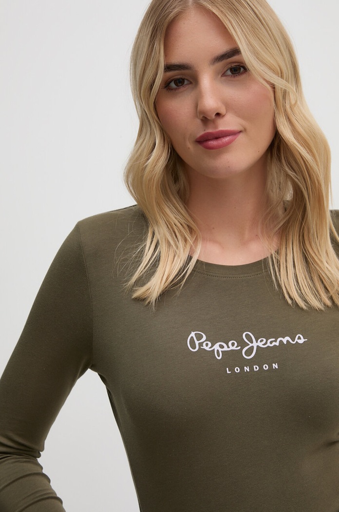Tričko s dlouhým rukávem Pepe Jeans zelená PL505203