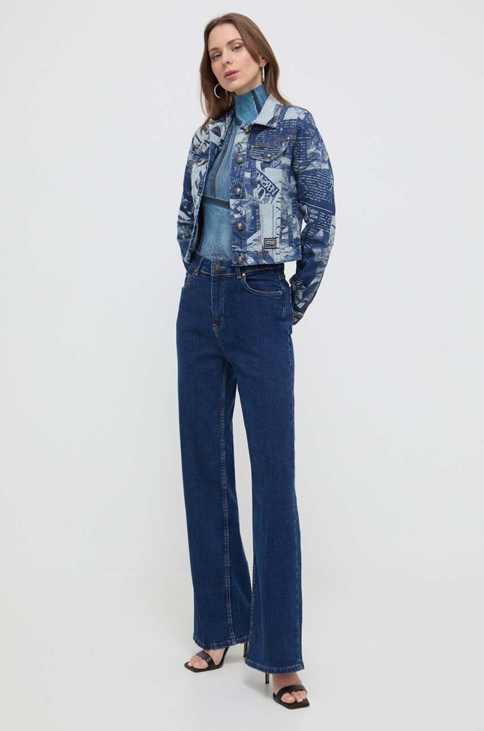 Versace Jeans Couture sweter bawełniany 76HAFM09.CMH37 niebieski SS24