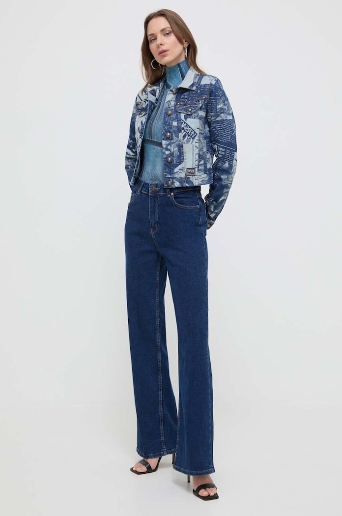 Versace Jeans Couture sweter bawełniany 76HAFM09.CMH37 niebieski SS24