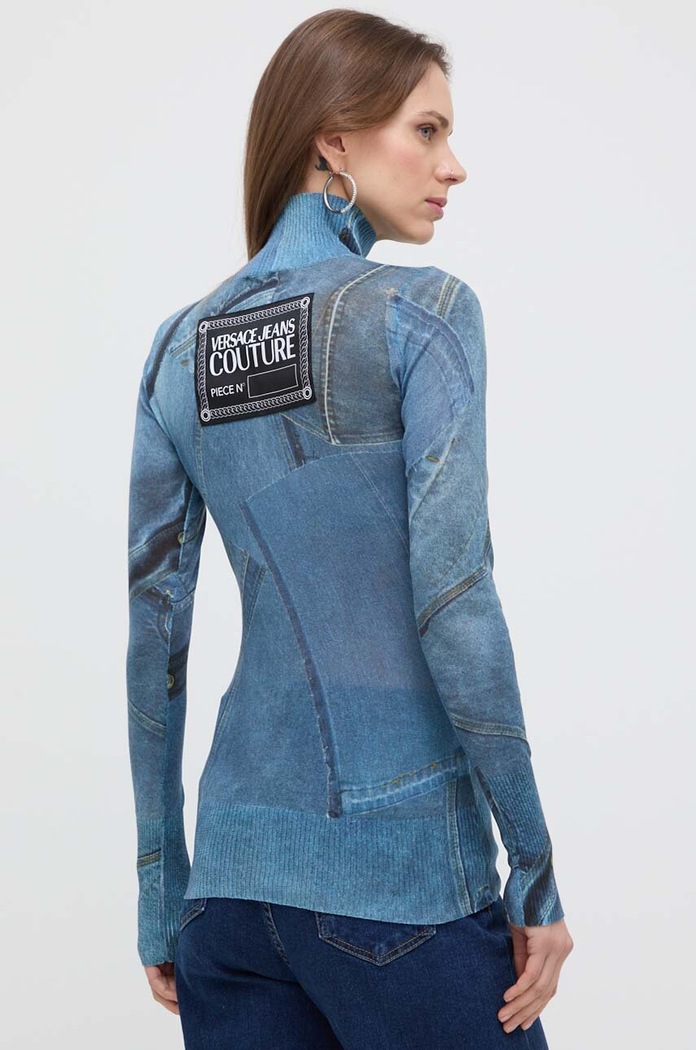 Odzież Versace Jeans Couture sweter bawełniany 76HAFM09.CMH37 niebieski