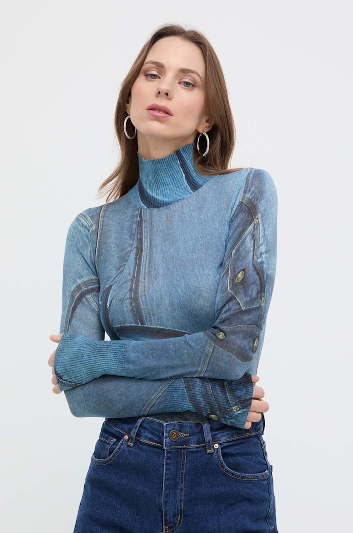 Versace Jeans Couture sweter bawełniany niebieski 76HAFM09.CMH37