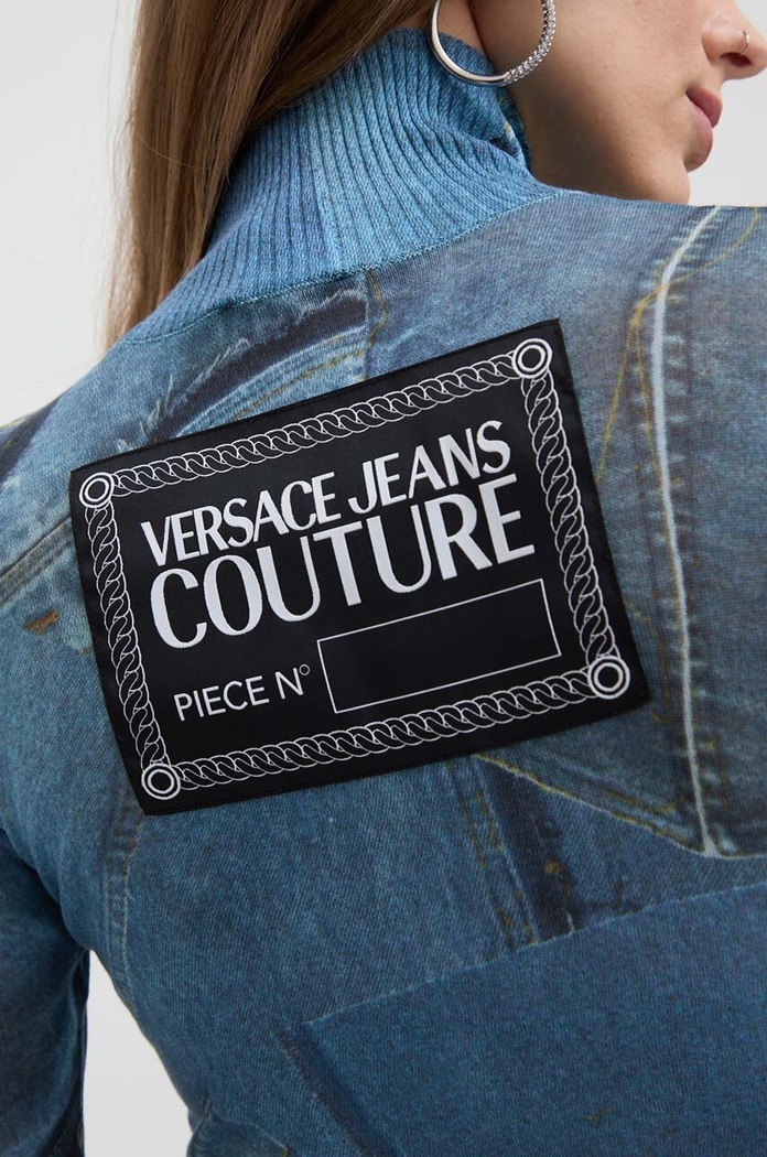 Versace Jeans Couture sweter bawełniany 76HAFM09.CMH37 niebieski