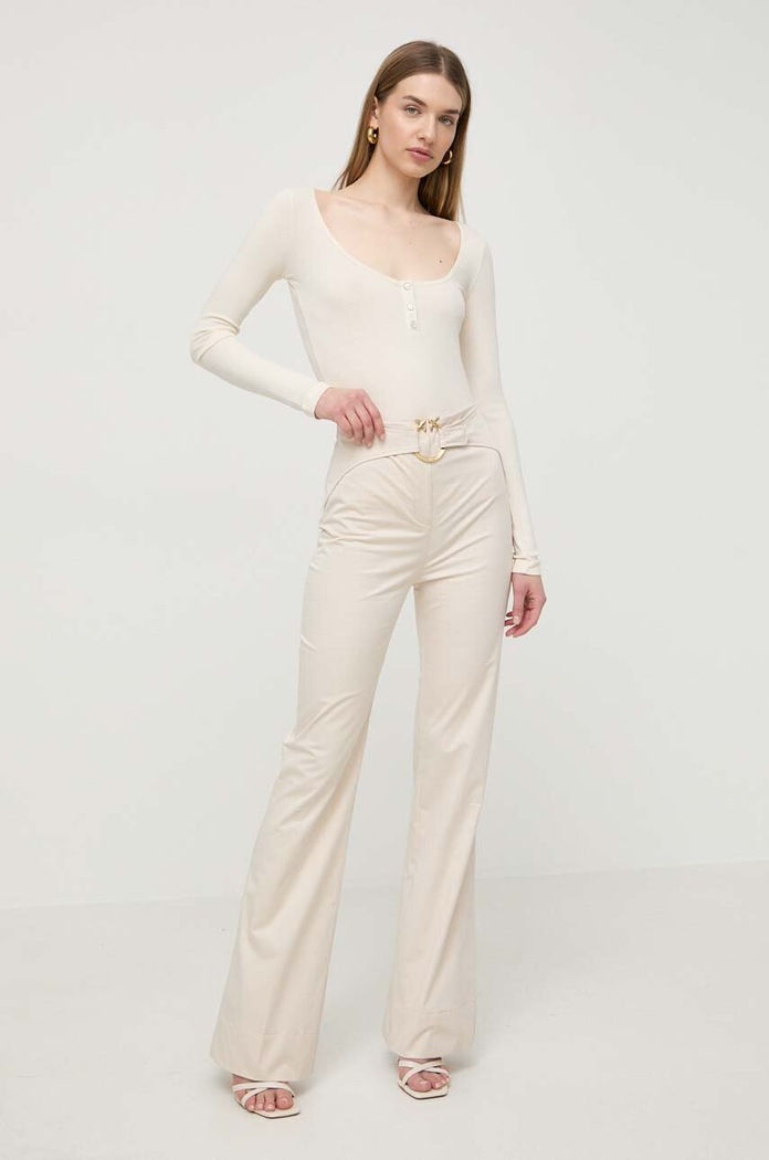 Tričko s dlouhým rukávem Pinko 103569.A1X4 béžová SS24