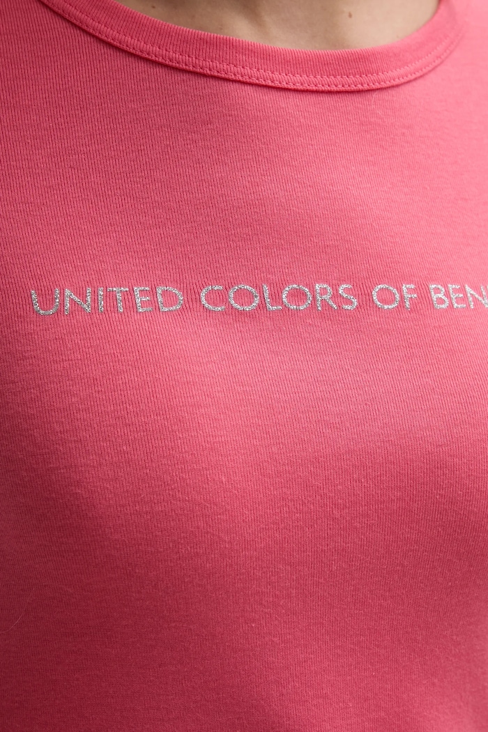United Colors of Benetton longsleeve bawełniany różowy 3GA2E16G0