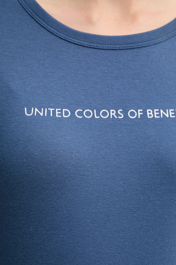 Βαμβακερή μπλούζα με μακριά μανίκια United Colors of Benetton 3GA2E16G0 μπλε