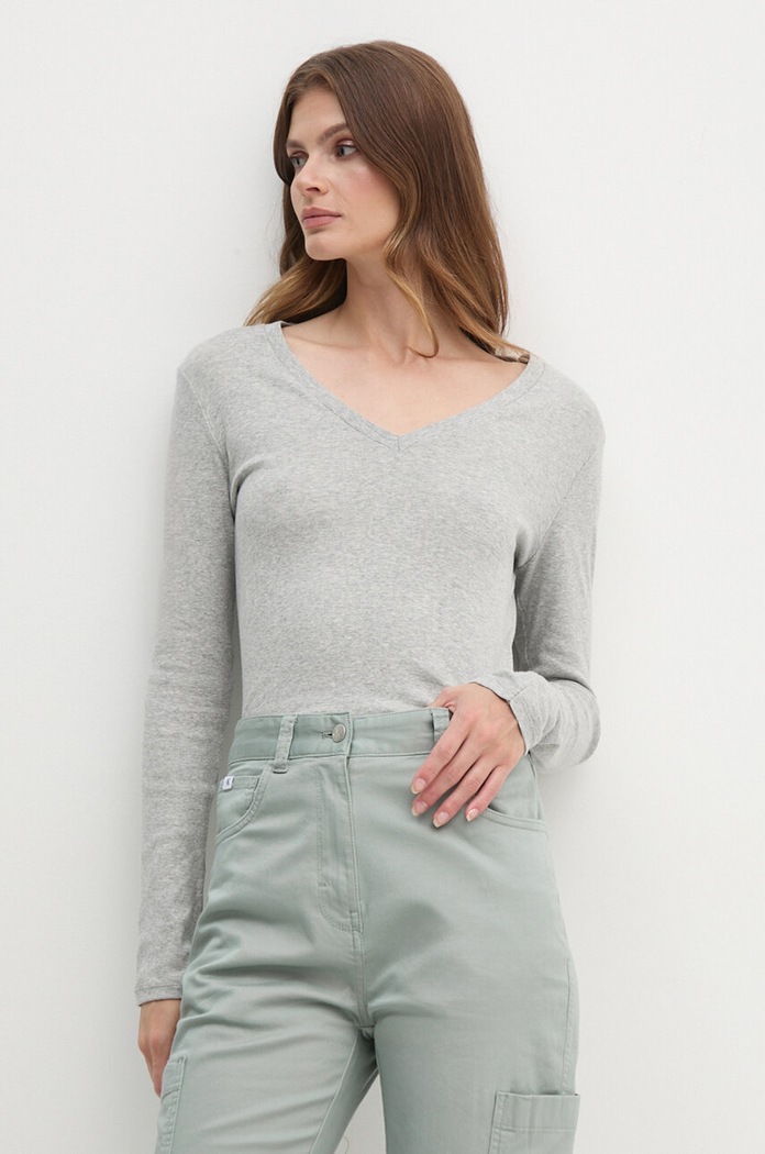 United Colors of Benetton Longsleeve bawełniany szary 3GA2E4245