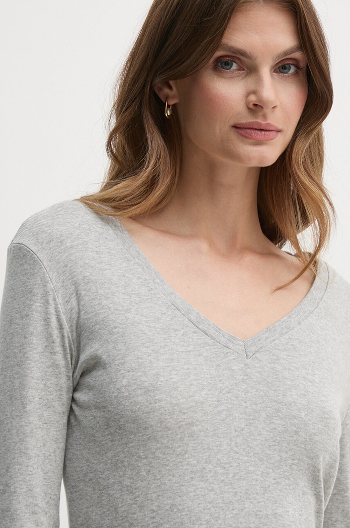 Longsleeve bawełniany United Colors of Benetton 3GA2E4245 szary