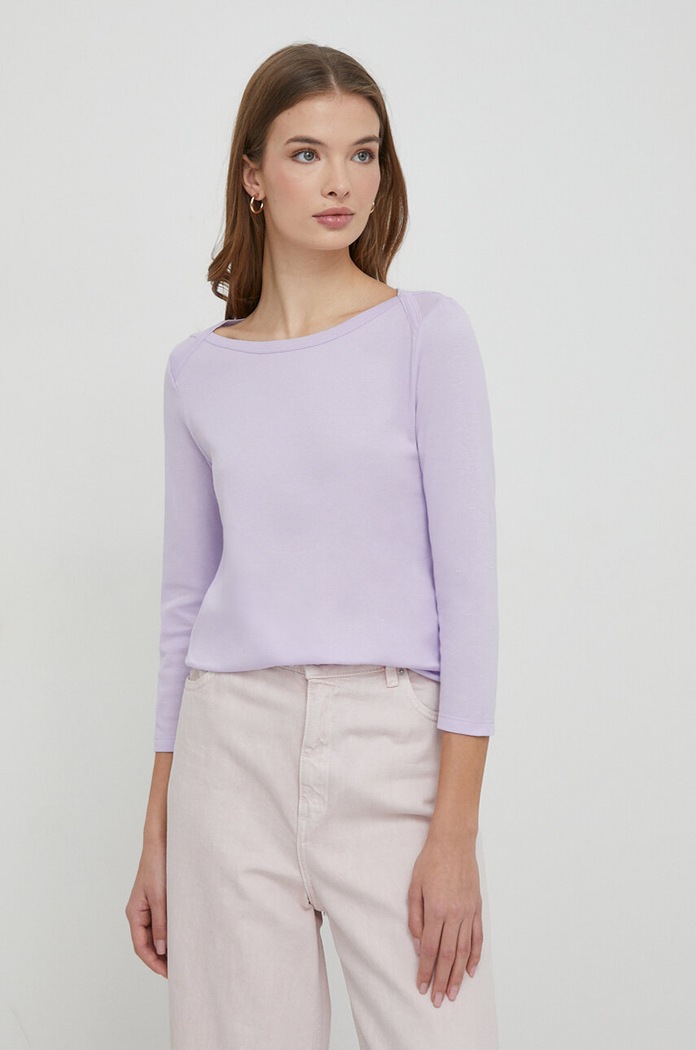 United Colors of Benetton longsleeve bawełniany bawełna fioletowy 3GA2E16A1