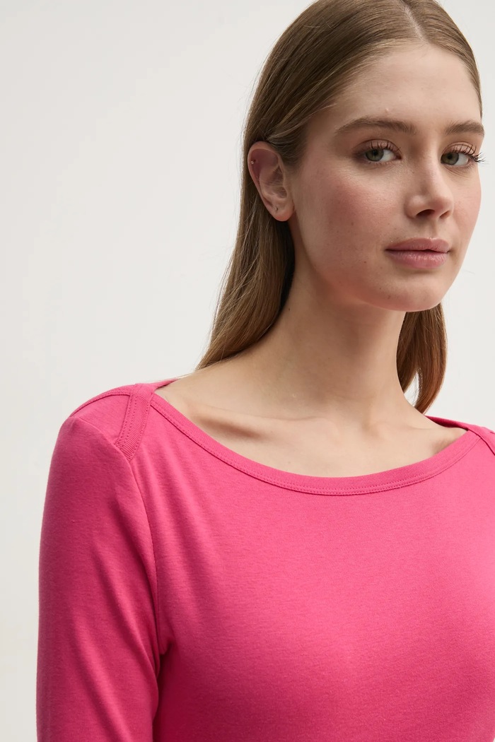 Pamučna majica dugih rukava United Colors of Benetton roza 3GA2E16A1