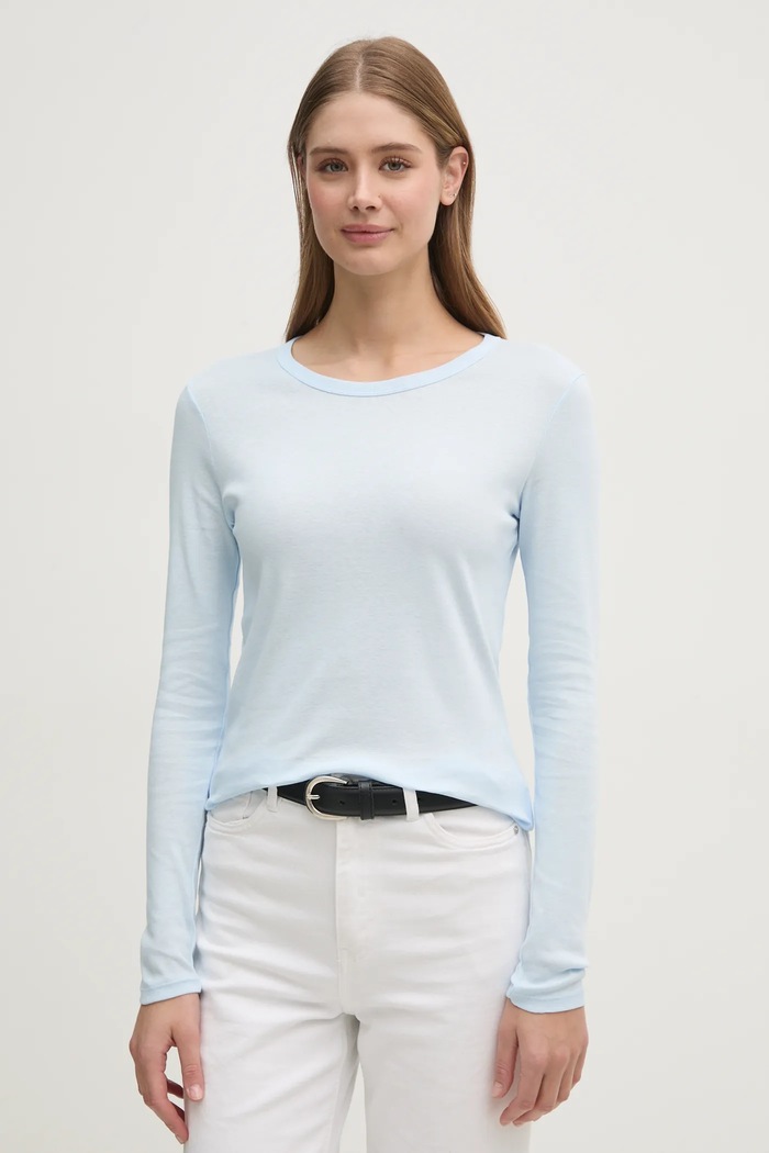 United Colors of Benetton longsleeve bawełniany bawełna niebieski 3GA2E16F9